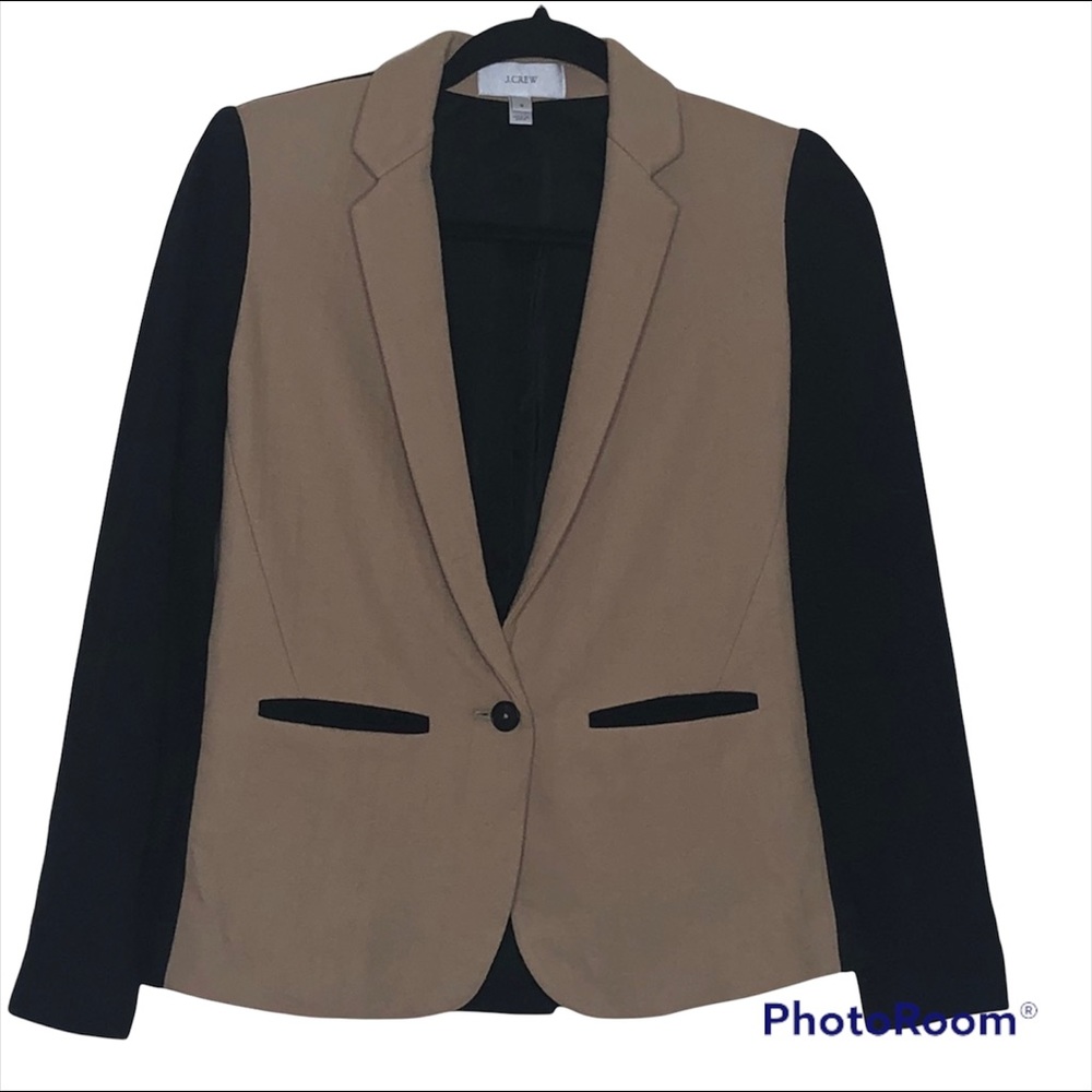 J. CREW Black/Tan  Contrast Knit Blazer | 0